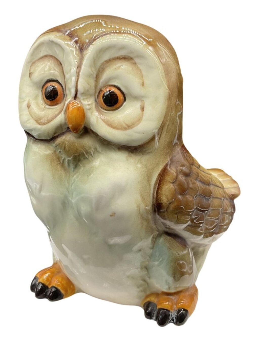 Vintage Owl Ceramic Planter Pot Brown & Cream Glossy Finish Andrea by Sadek